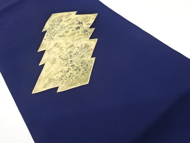 JAPANESE KIMONO / SHISE KINZAI KINKOMA EMBROIDERY PINE BARK LOZENGE / 